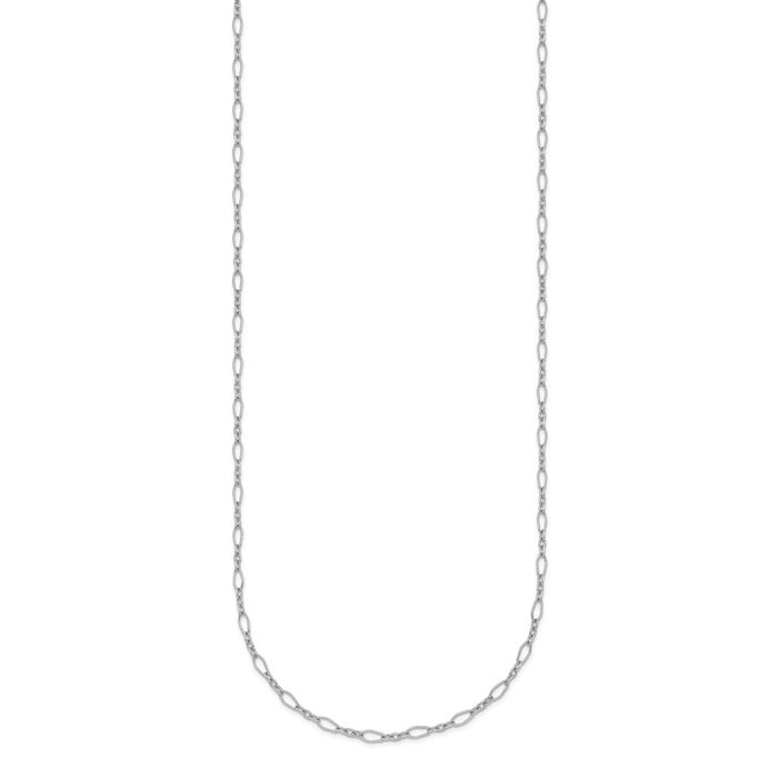 Platinum 2.4mm Oval Cable Rolo Link Chain Belcher Necklace