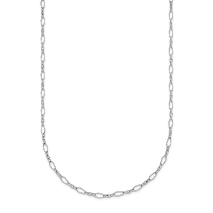 Platinum 2.4mm Oval Cable Rolo Link Chain Belcher Necklace