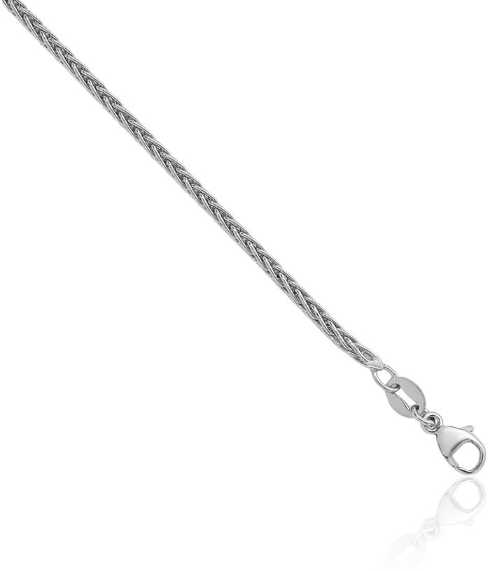 Platinum 2mm Spiga Wheat Link Chain Necklace