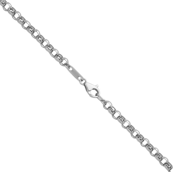 Platinum 3.4mm Cable Rolo Link Chain Belcher Necklace