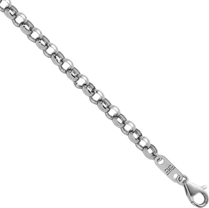 Platinum 3.4mm Cable Rolo Link Chain Belcher Necklace