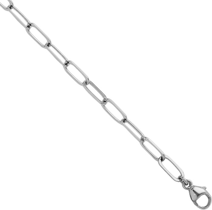 Platinum 3.4mm Paperclip Cable Rolo Link Chain Belcher Necklace