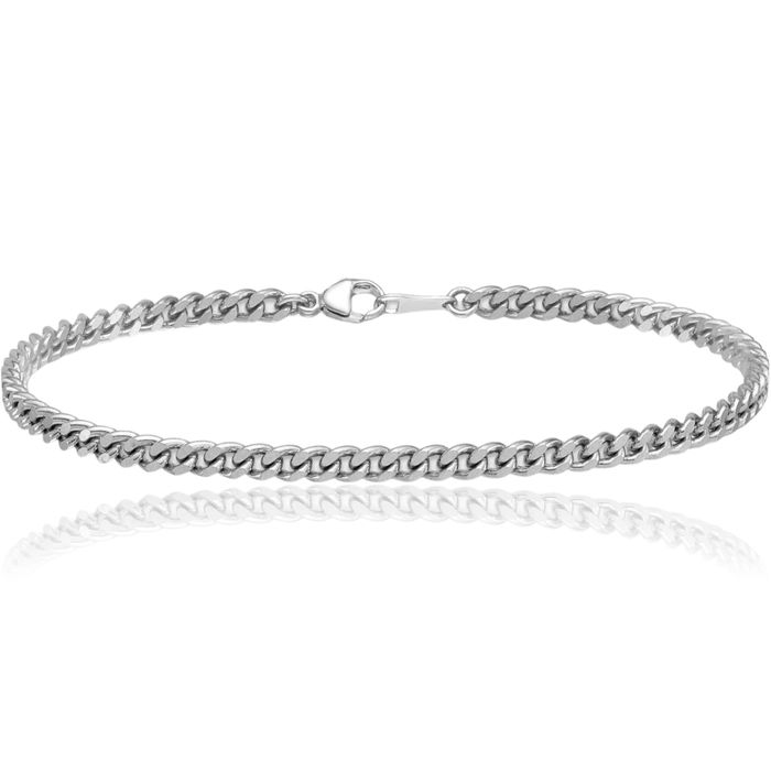 Platinum 3.5mm Curb Link Chain Bracelet