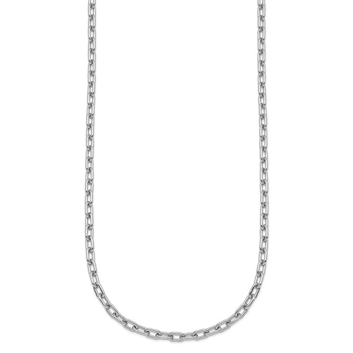 Platinum 3.3mm Cable Rolo Link Chain Belcher Necklace