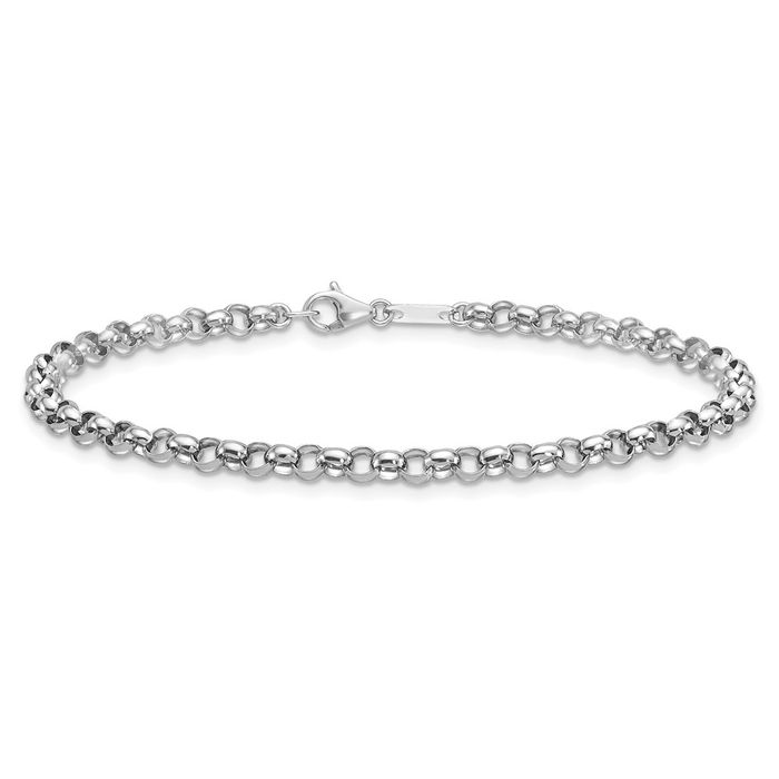 Platinum 3.4mm Cable Link Chain Bracelet - Picture 9 of 12