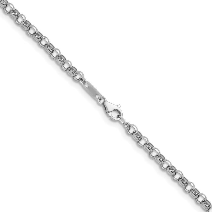 Platinum 3.4mm Cable Rolo Link Chain Belcher Necklace