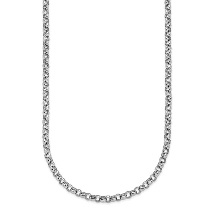 Platinum 3.4mm Cable Rolo Link Chain Belcher Necklace