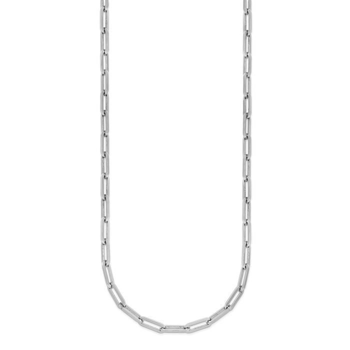 Platinum 3.7mm Paperclip Cable Rolo Link Chain Belcher Necklace