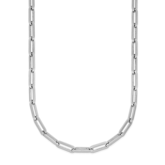 Platinum 3.7mm Paperclip Cable Rolo Link Chain Belcher Necklace