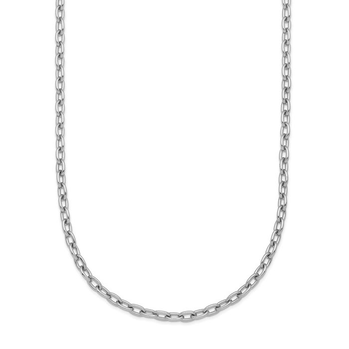 Platinum 3mm Cable Rolo Link Chain Belcher Necklace