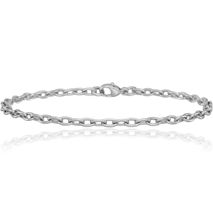 Platinum 3mm Cable Rolo Link Chain Bracelet