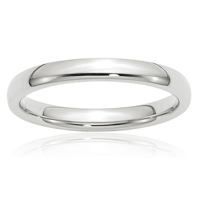 Platinum 3mm Comfort Fit Plain Classic Wedding Band Ring