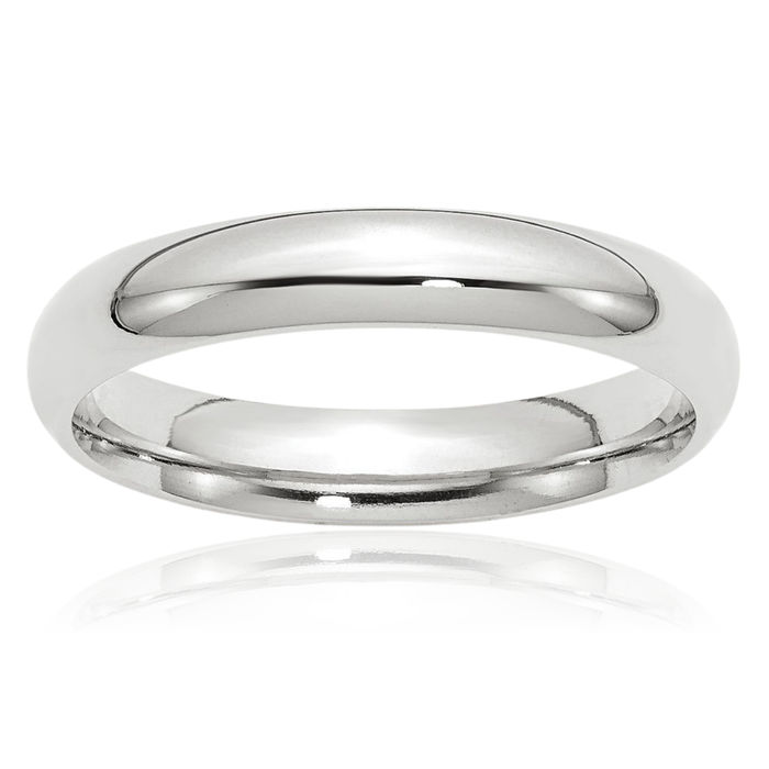 Platinum 4mm Comfort Fit Plain Classic Wedding Band Ring