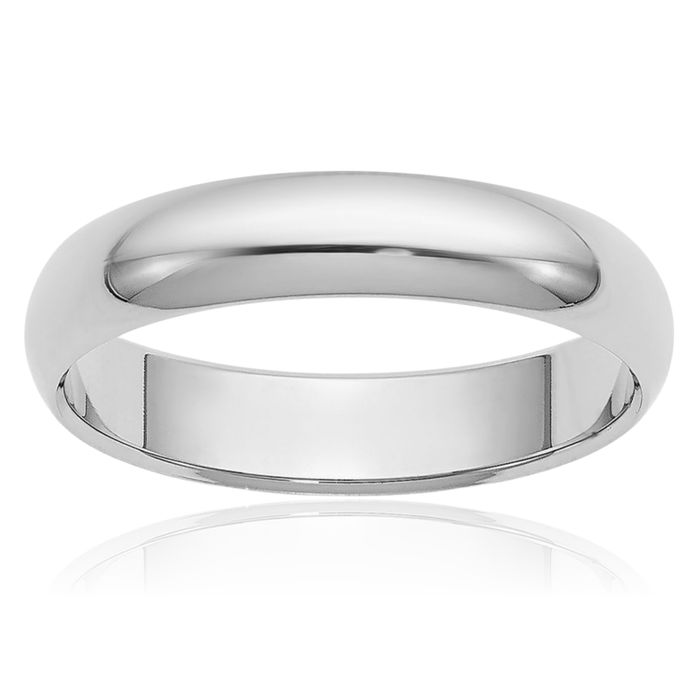 Platinum 4mm Half Round Plain Classic Wedding Band Ring