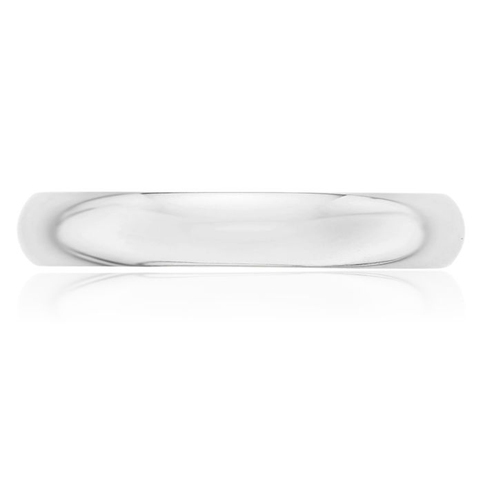 Platinum 4mm Half Round Plain Classic Wedding Band Ring