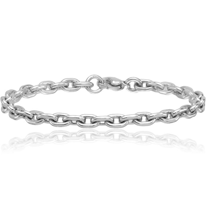 Platinum 5.2mm Cable Rolo Link Chain Bracelet