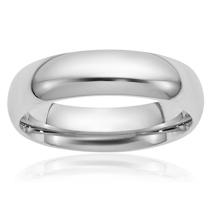 Platinum 5mm Comfort Fit Plain Classic Wedding Band Ring