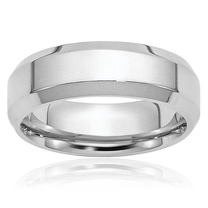 Platinum 6mm Edge Plain Classic Wedding Band Ring