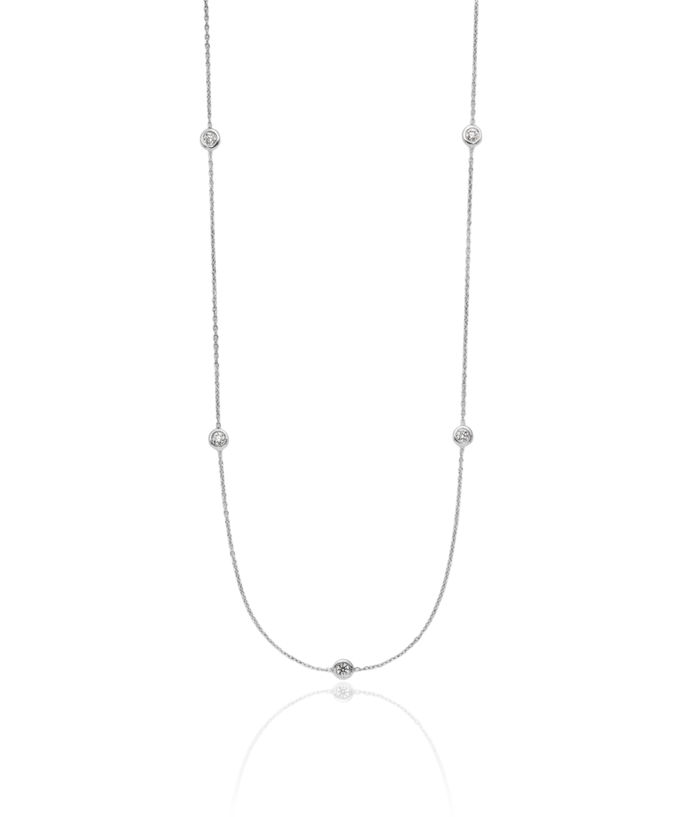 Platinum 7 Lab Diamond Station Necklace Chain