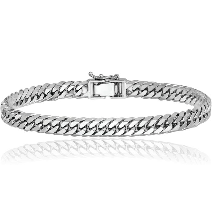 Platinum Double 6.5mm Curb Link Chain Bracelet