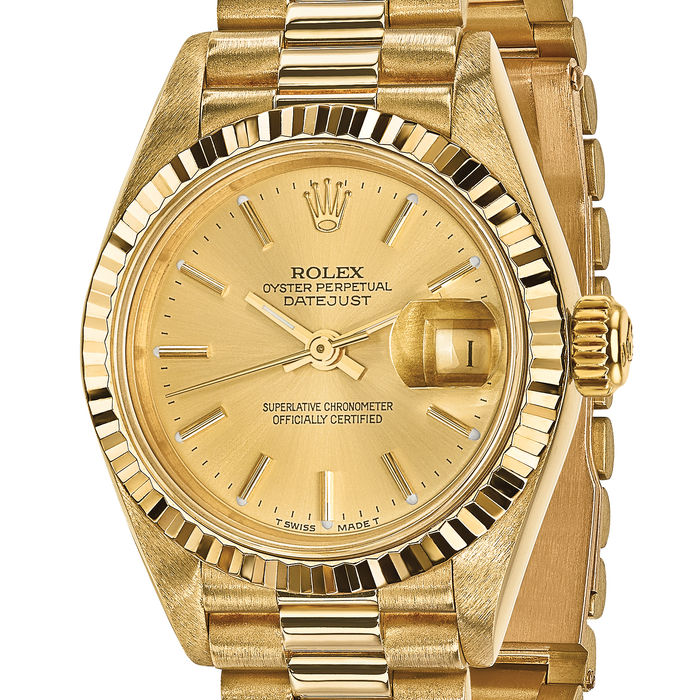 Pre Owned Rolex 18K Solid Yellow Gold 26mm Case Presidential Champagne Dial Watch Canada