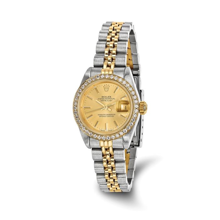 Pre Owned Rolex Steel 18K 26mm Jubilee Datejust Champagne Dial Diamond Watch