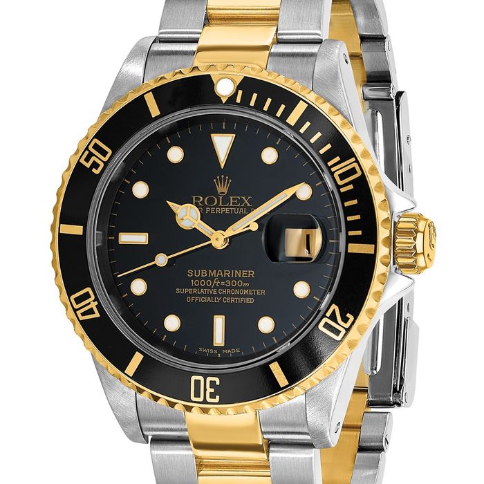 Pre Owned Rolex Steel 18K Oyster 40mm Submariner Black Dial Watch