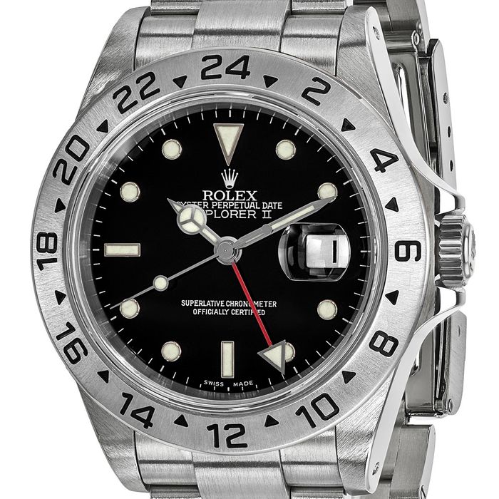 Pre Owned Rolex Steel Oyster 40mm Explorer Ii Black Dial Watch