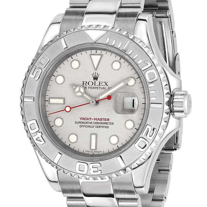 Pre Owned Rolex Steel Oyster 40mm Yachtmaster Silver Dial Watch