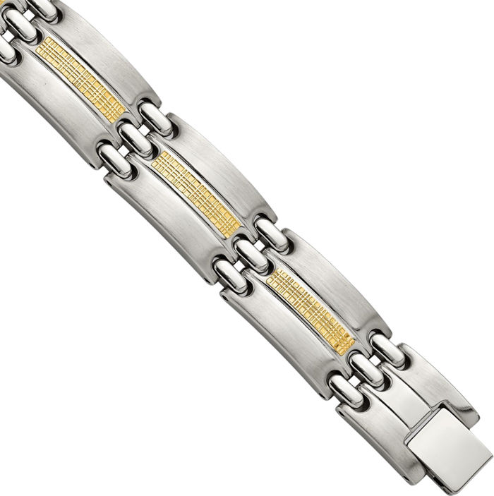 Stainless Steel 14K Gold Link Chain Bracelet