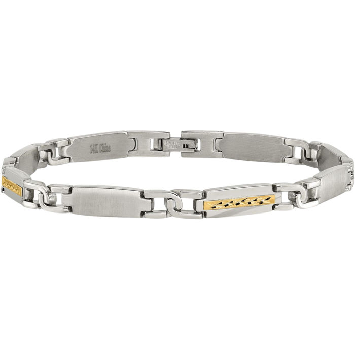 Stainless Steel 14K Gold Link Chain Bracelet