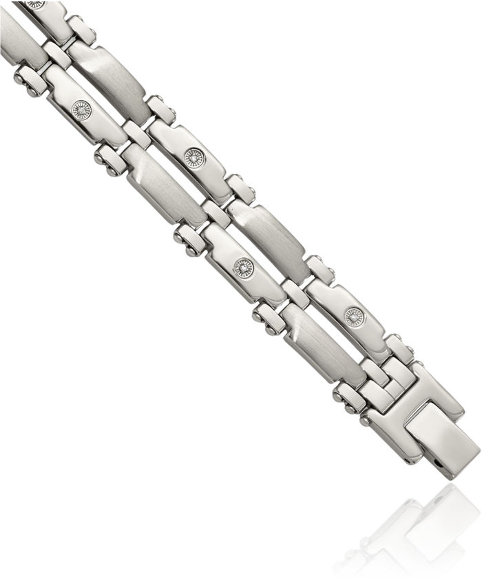 Stainless Steel 14K Solid White Gold Diamond Tennis Bracelet
