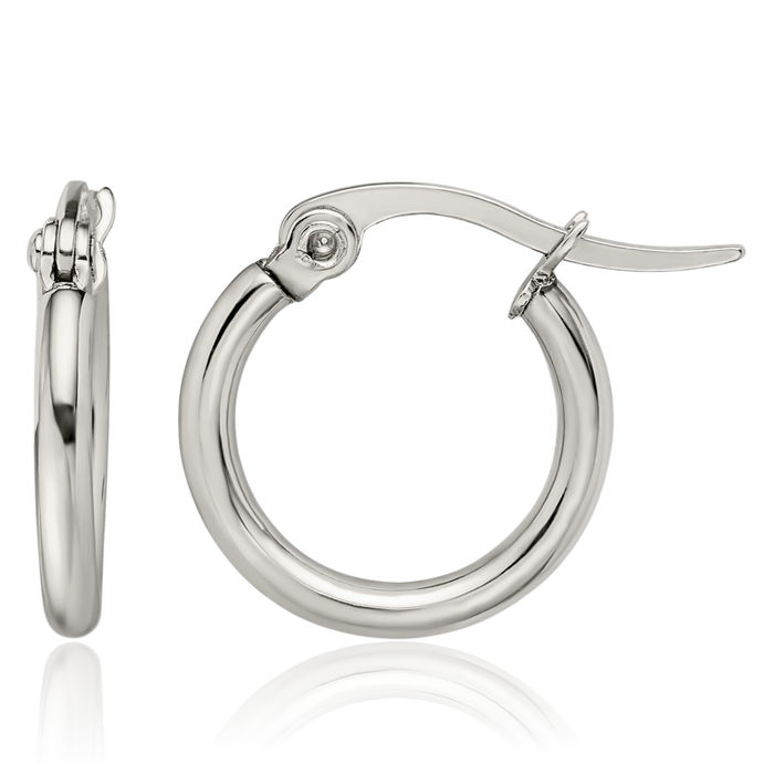 Stainless Steel 15.5mm 2mm Small Hoop Earrings