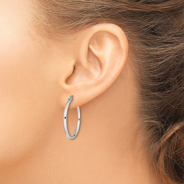 Stainless Steel 27mm 2mm Medium Hoop Earrings