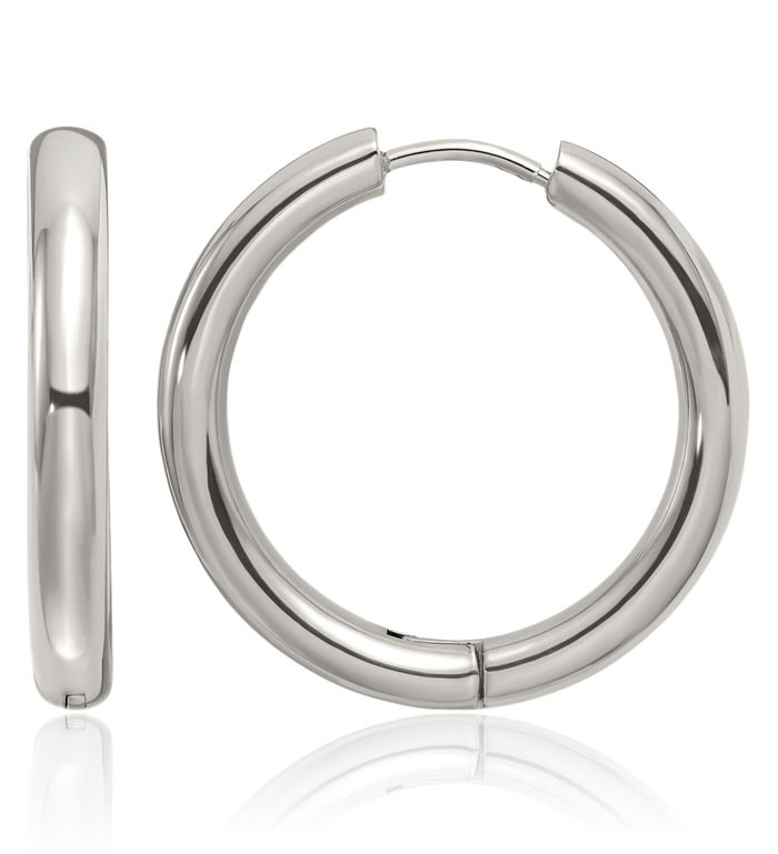 Stainless Steel 3.5mm Medium Hoop Earrings