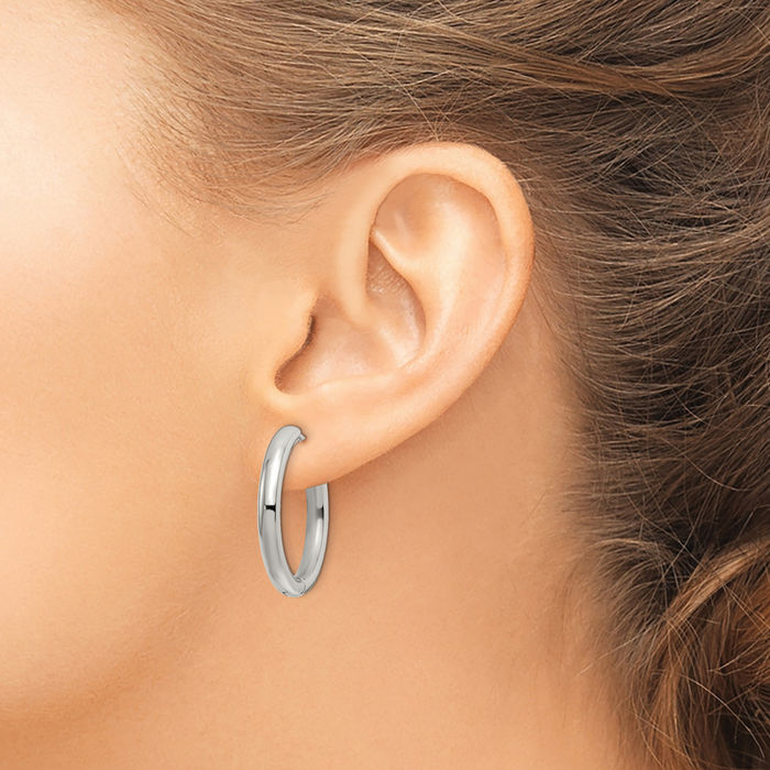 Stainless Steel 3.5mm Medium Hoop Earrings