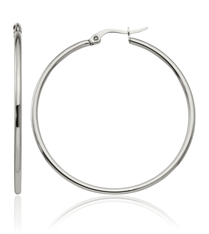 Stainless Steel 37mm 2mm Large Hoop Earrings
