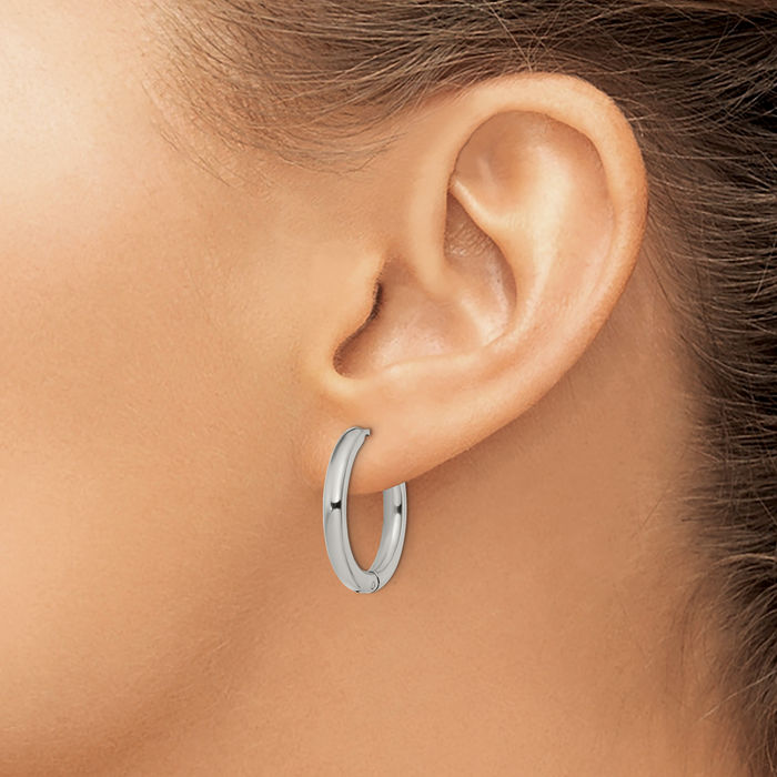 Stainless Steel 3mm Medium Hoop Earrings
