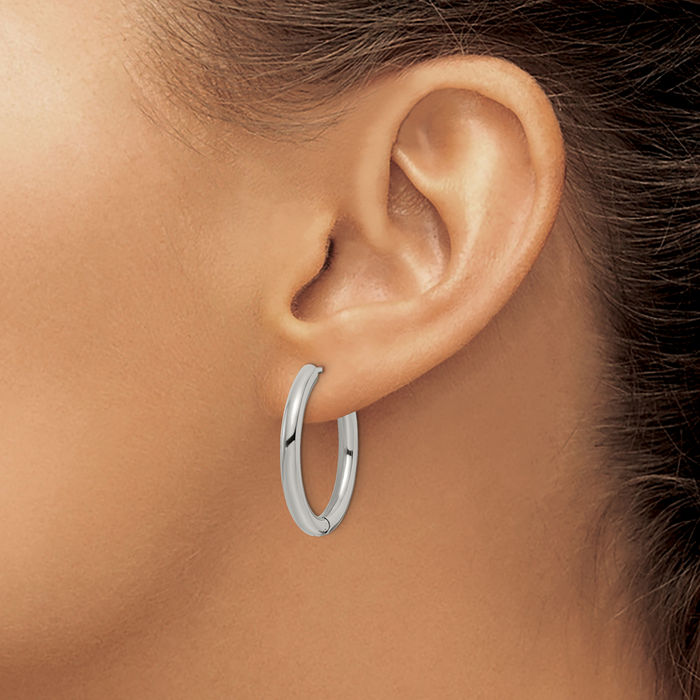 Stainless Steel 3mm Medium Hoop Earrings