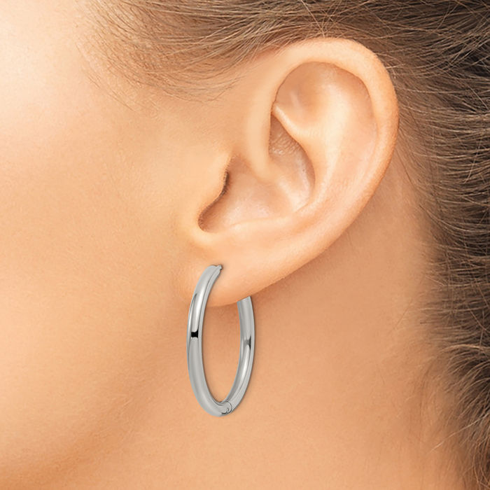 Stainless Steel 3mm Medium Hoop Earrings