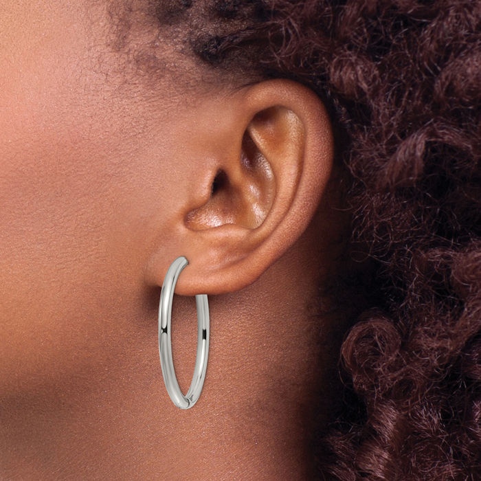 Stainless Steel 3mm Medium Hoop Earrings