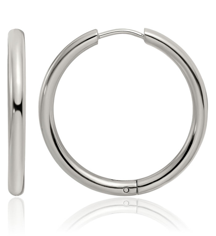 Stainless Steel 3mm Medium Hoop Earrings