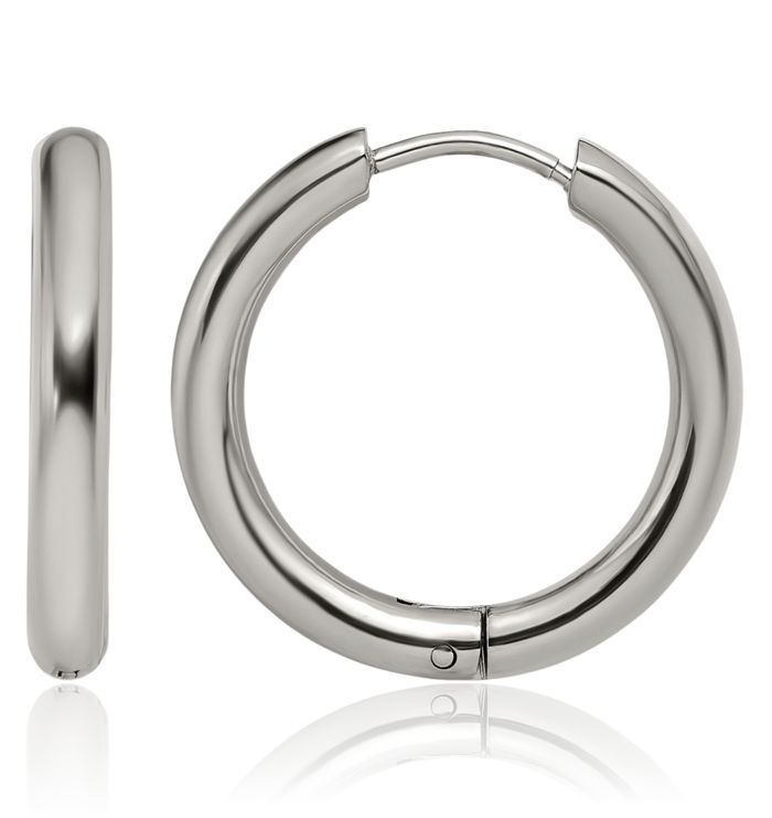 Stainless Steel 3mm Medium Hoop Earrings