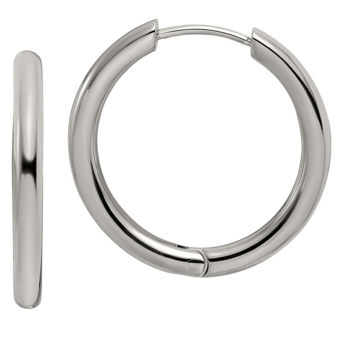 Stainless Steel 3mm Medium Hoop Earrings