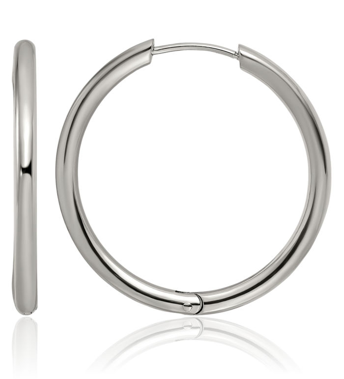 Stainless Steel 3mm Medium Hoop Earrings
