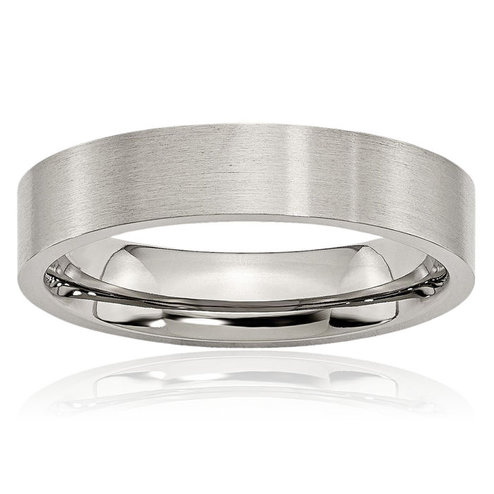 Stainless Steel 5mm Plain Classic Wedding Band Ring