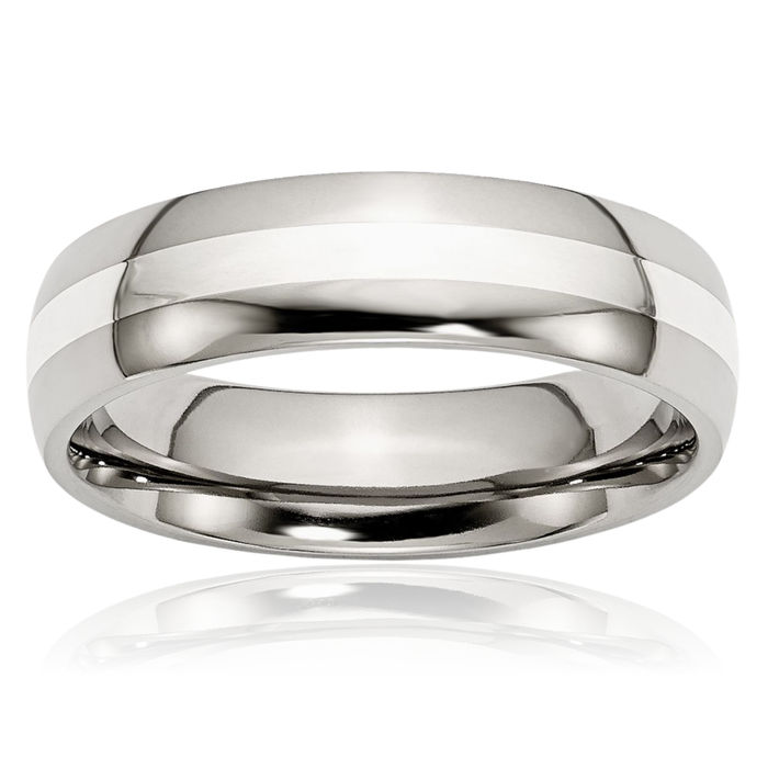 Stainless Steel 925 Sterling Silver 6mm Wedding Band Ring
