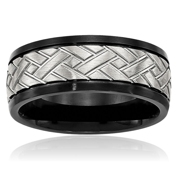 Stainless Steel Black 8mm Wedding Band Ring