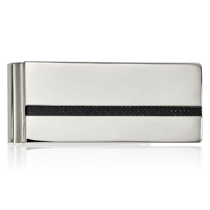 Stainless Steel Black Carbon Fiber Money Clip for Men