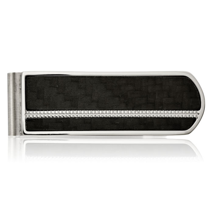 Stainless Steel Black Carbon Fiber Money Clip for Men